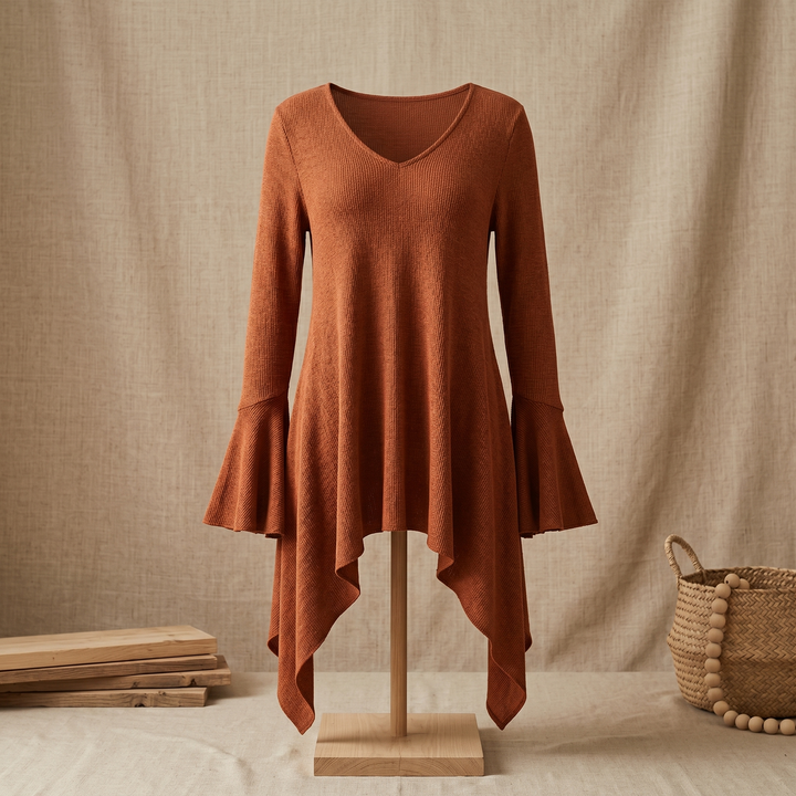 Lirelle™ — Flowy Handkerchief-Hem Knit Tunic