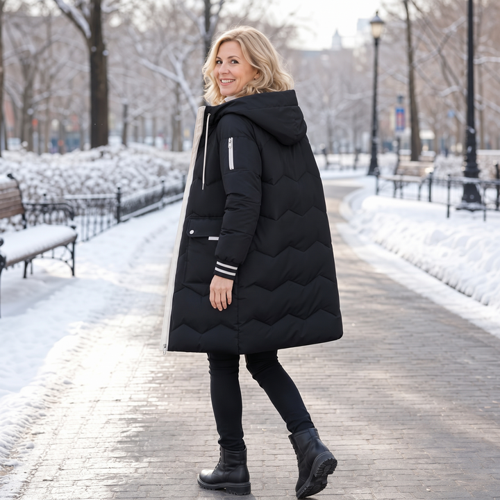 Cozyelle – Hooded Mid-Length Puffer Coat