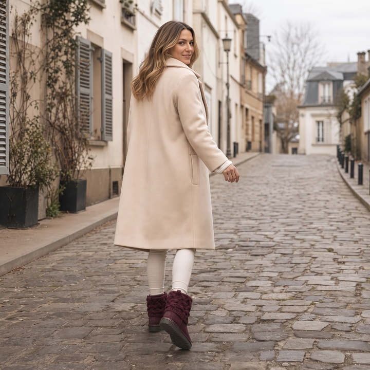 Coziva – Cable-Knit Cuffed Mid-Calf Suede Boots