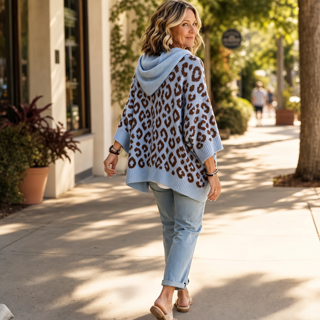Leopard Lane – Oversized Leopard Knit Hooded Sweater