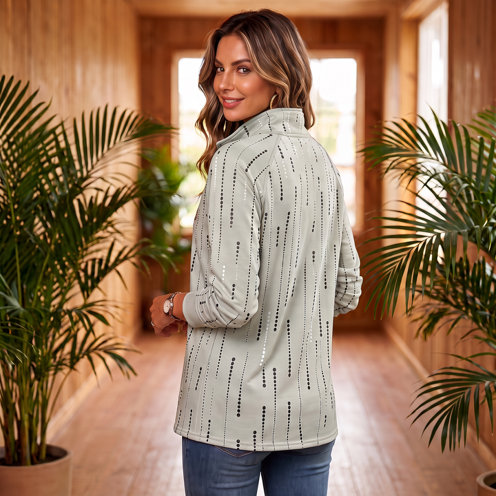 Dotwell – Dotted Stand-Collar Button Sweatshirt
