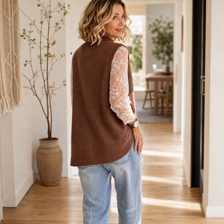 Florenza – Floral Lace Mock-Neck Long-Sleeve Top