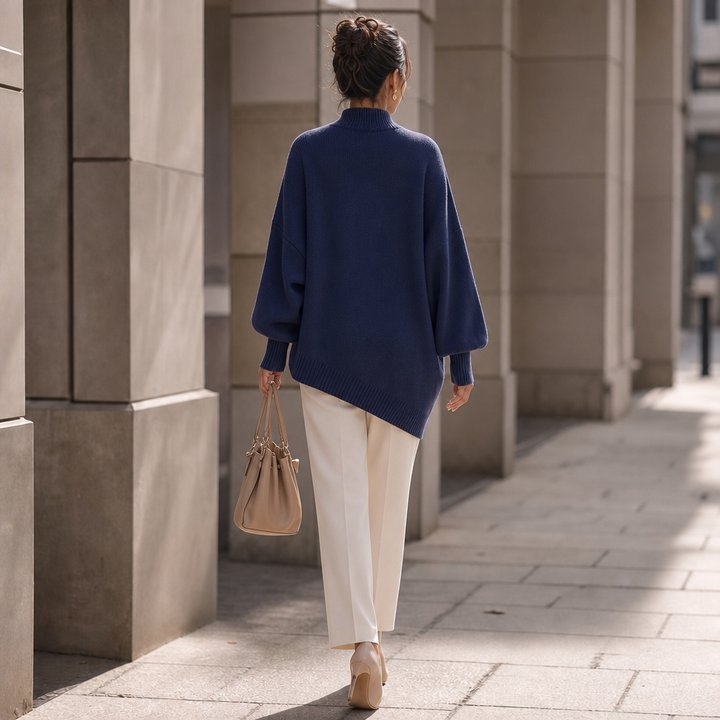 Wearbella – Asymmetric Wrap-Front Lantern Sleeve Sweater