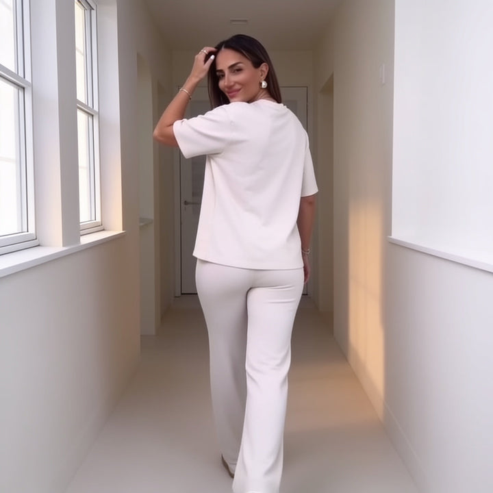 Wearday – Solid Short-Sleeve Top And Pants Set