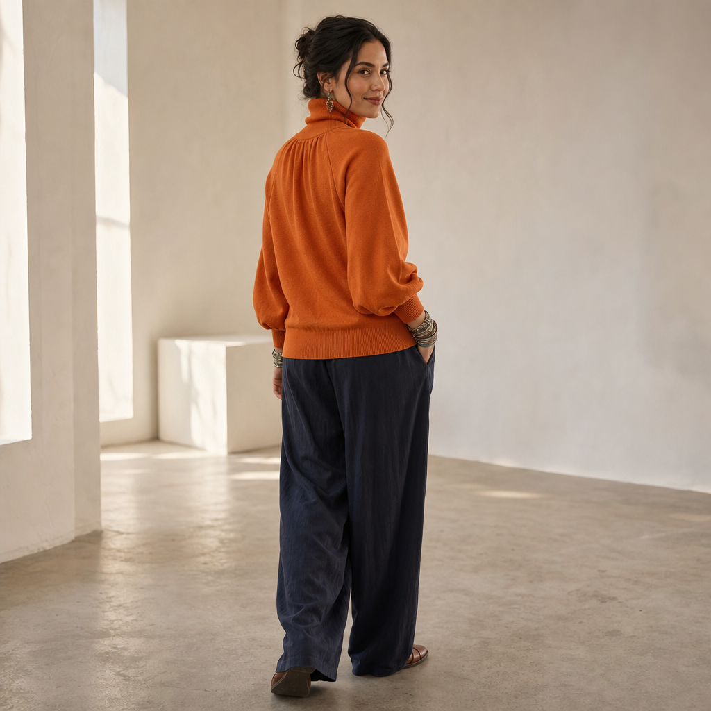 Pleatelle – Pleated Shoulder Lantern Sleeve Knit Sweater