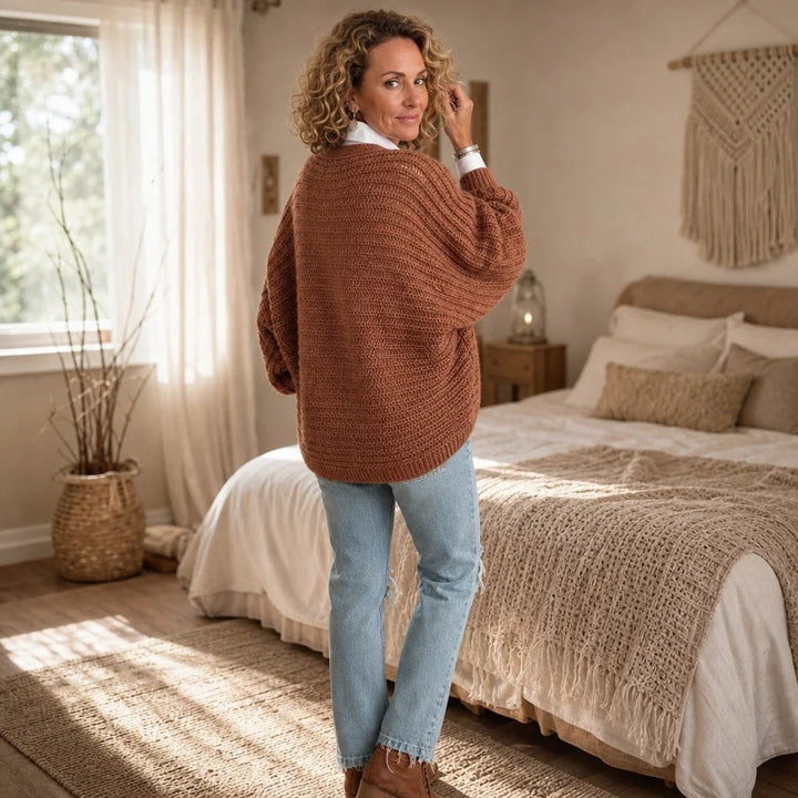 Twistly – Twist-Front Batwing Sleeve Cardigan