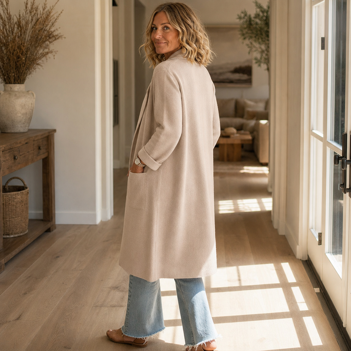 Wrapelle – Open-Front Longline Knit Cardigan Coat