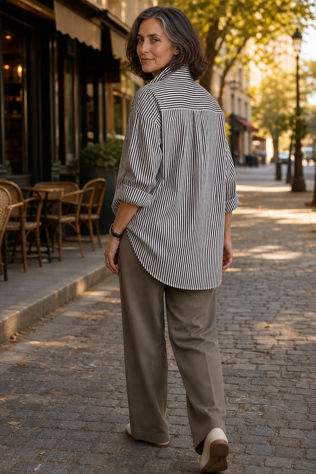 Veyrastripe – Irregular Stripe Stand Collar Shirt