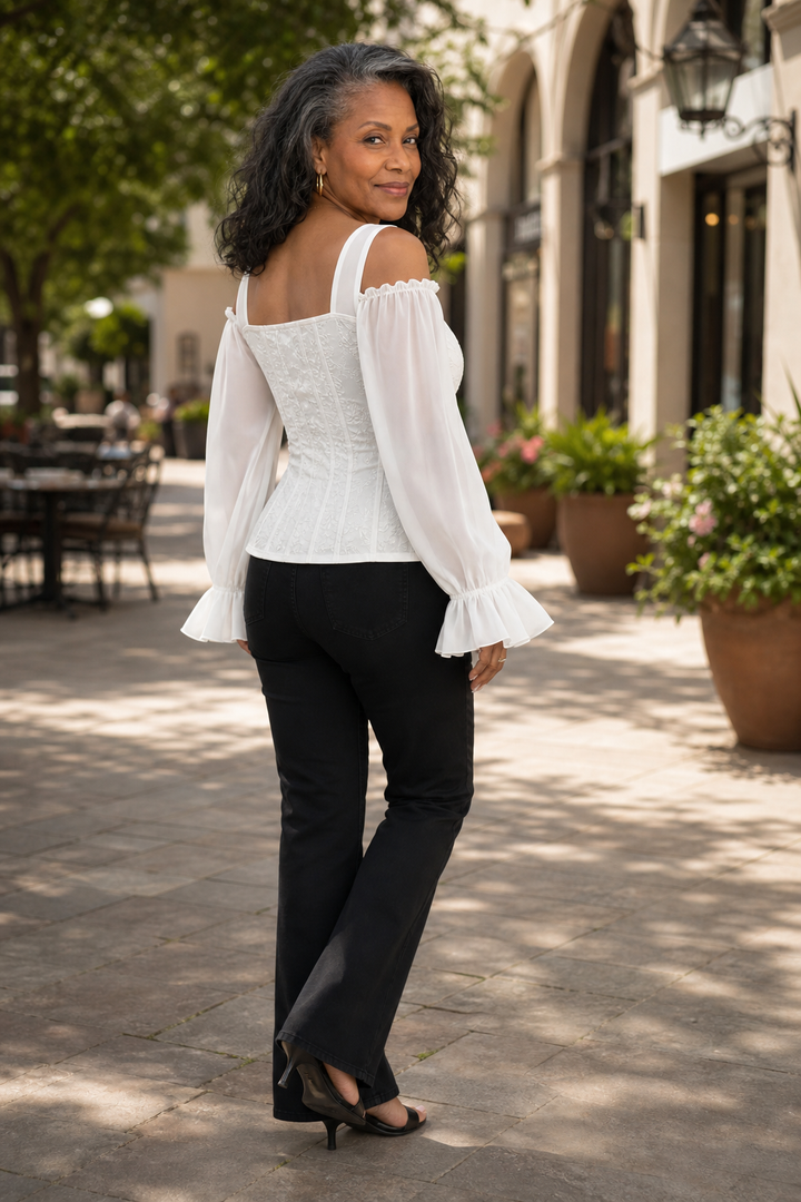 Corsetta – Floral Off-Shoulder Corset-Look Top