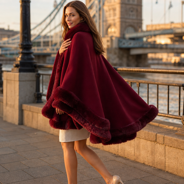 Wearbella – Trimmed Hooded Knit Cape Coat