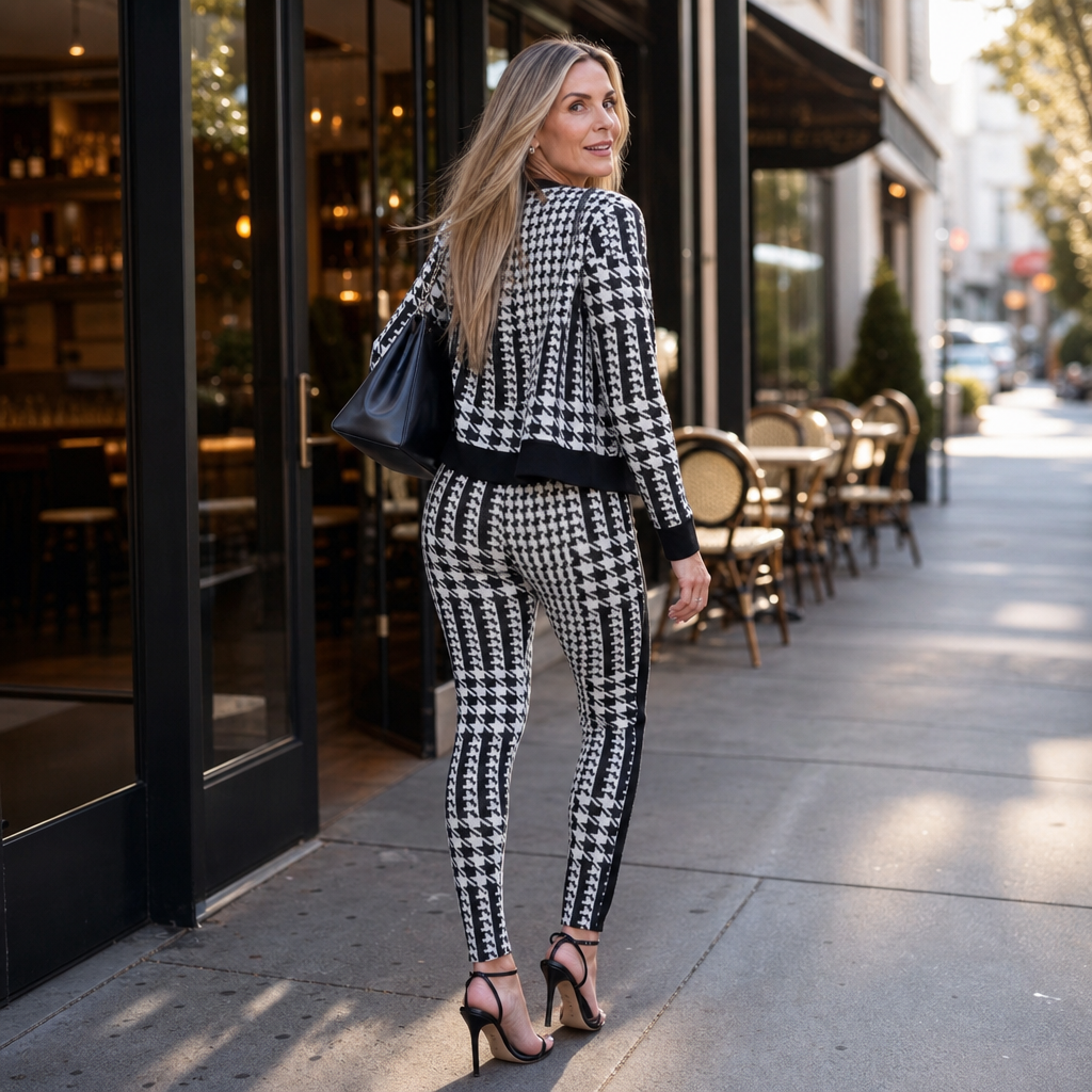 Settella – Houndstooth Three-Piece Sweater Set