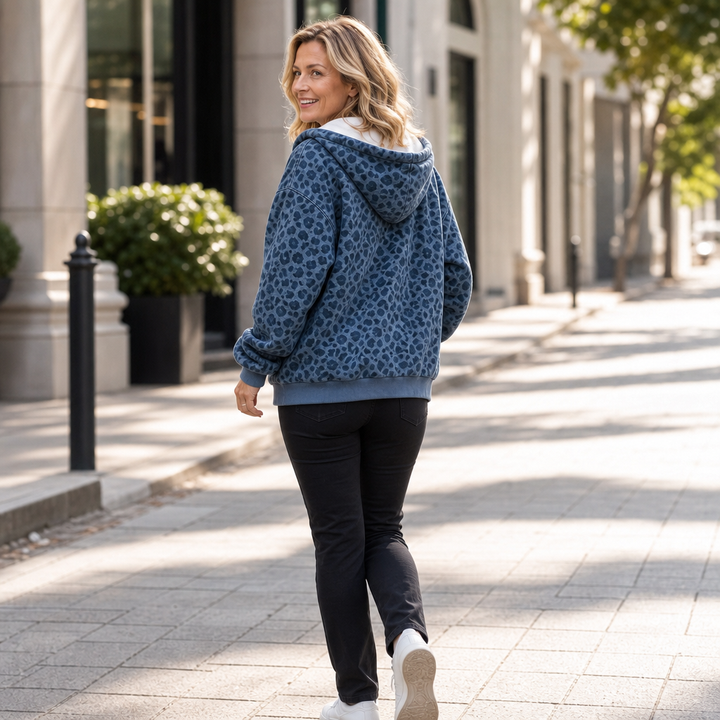 Wearluxe – Leopard Print Zip-Up Hoodie