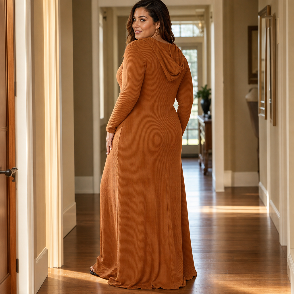 Hoodella – Ribbed Hooded Maxi Dress