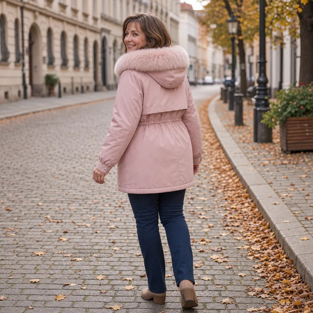 Plushora – Plush Hooded Mid-Length Parka