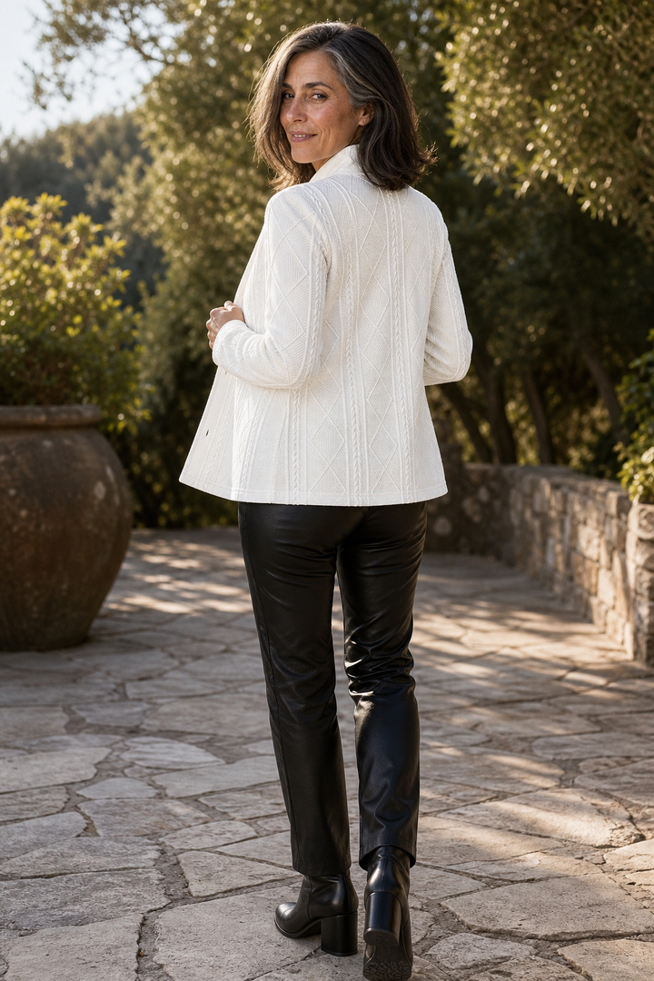 Wearbella – Textured Knit Stand-Collar Open-Front Blazer