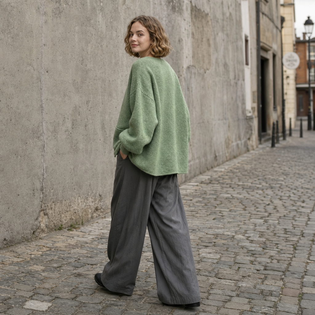 Wavelyn – Wavy Placket Lantern Sleeve Cardigan