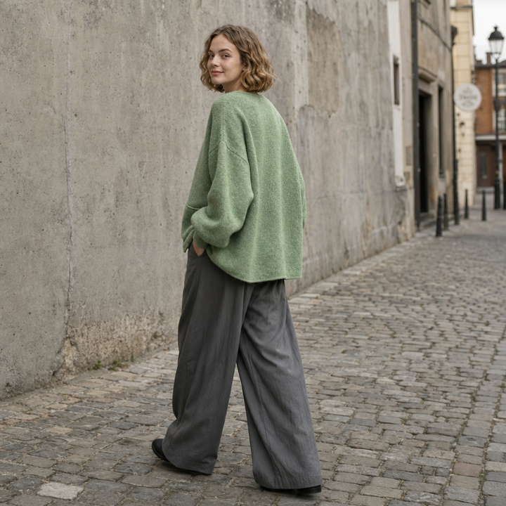 Wavelyn – Wavy Placket Lantern Sleeve Cardigan