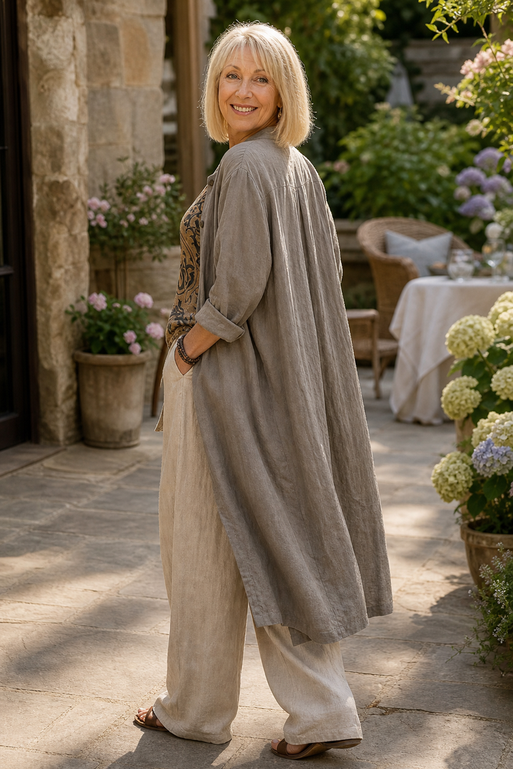 Wearbella – Ethnic Print Linen-Look Three-Piece Set