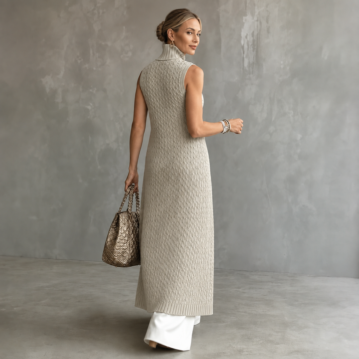 Elara Knit – Cable-Knit Look Longline Vest