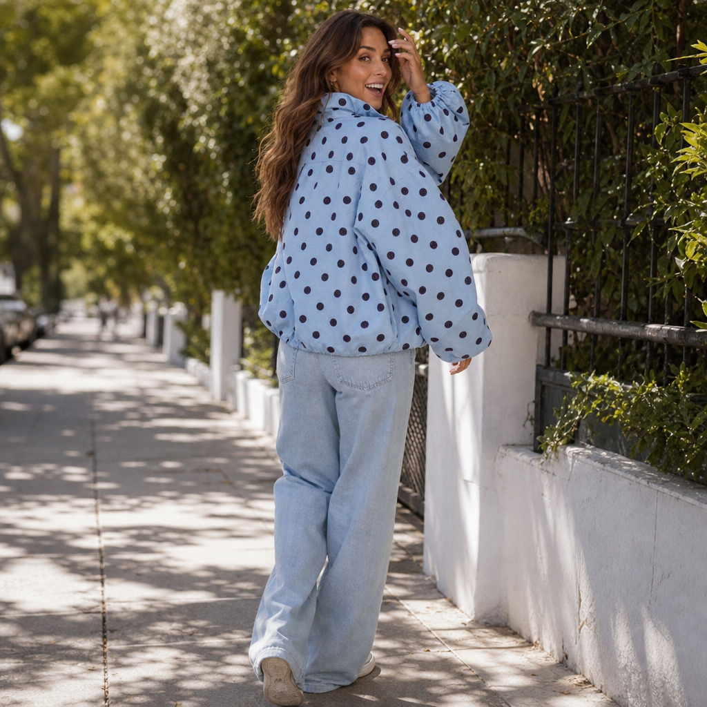 PolkaBelle – Polka-Dot Lantern Sleeve Jacket