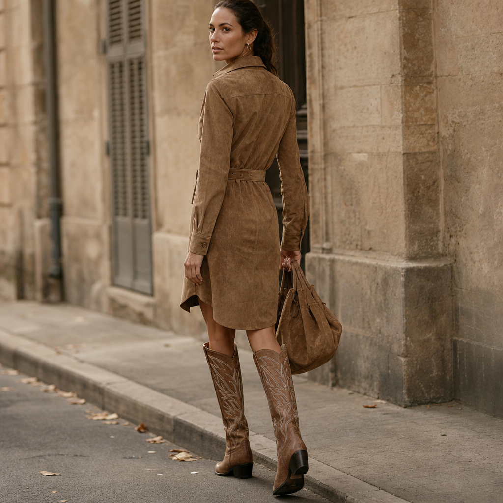 Mélisande – Notched-Collar Belted Midi Shirt Dress