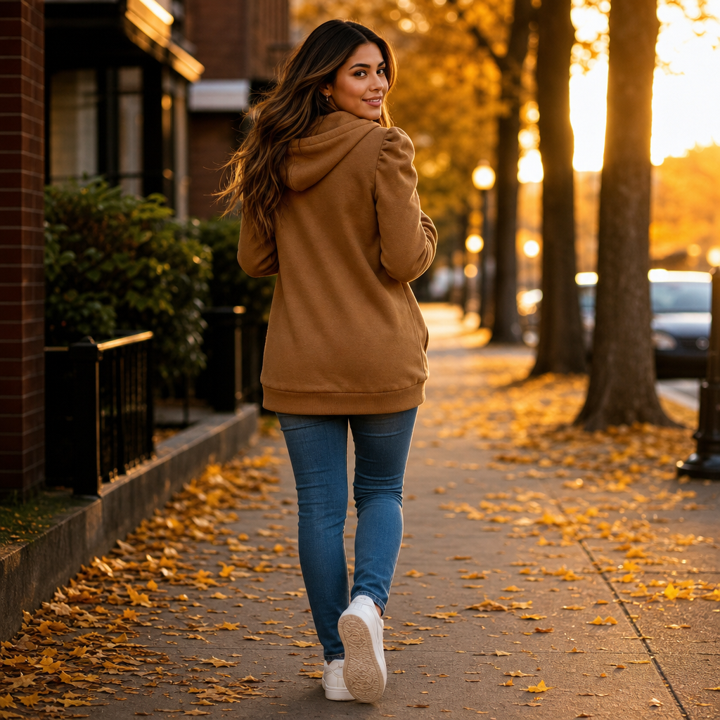 Coshvale – Puff Sleeve Hooded Sweatshirt