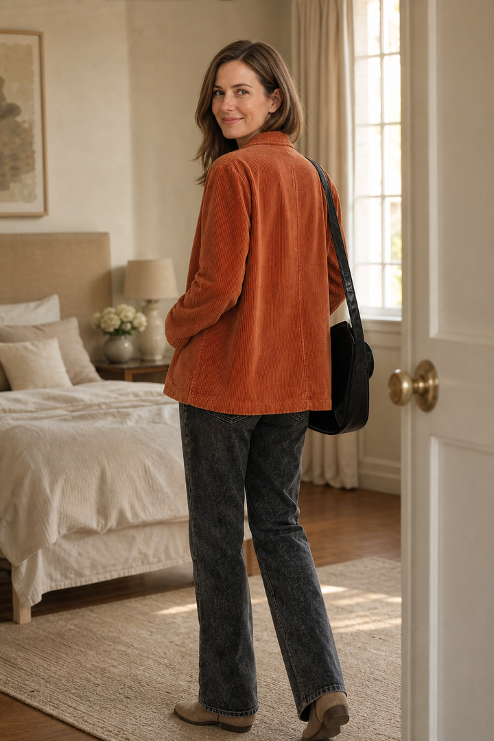 Wearbella – Fine Corduroy-Look Structured-Shoulder Jacket
