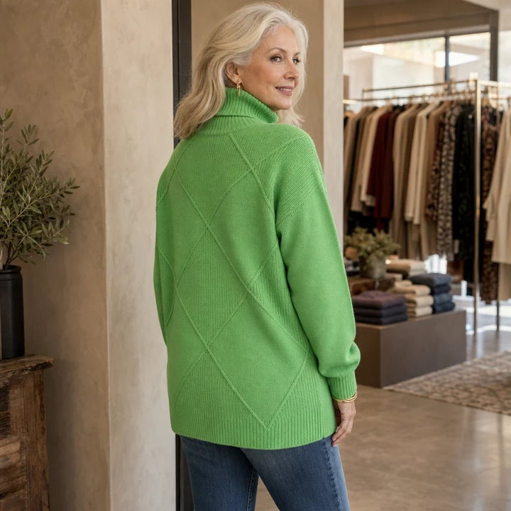 Argylelle – Diamond-Knit Turtleneck Sweater