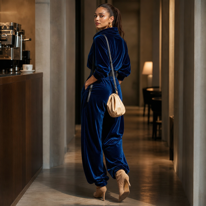 Veloura – Belted Velvet Hoodie And Trouser Set