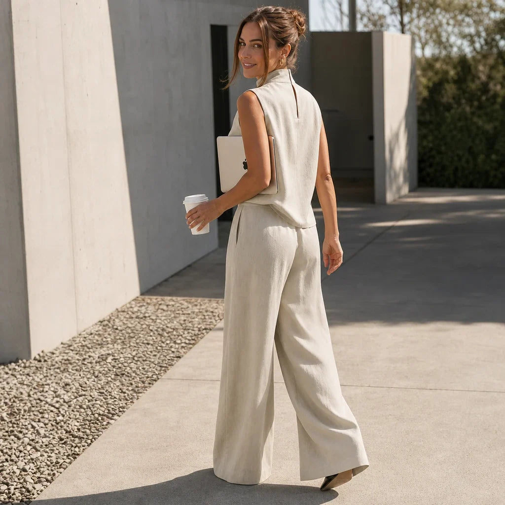 Wearbella – Pleated High-Waist Wide-Leg Pants Set