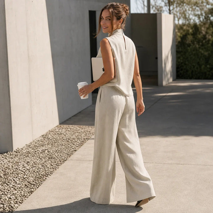 Wearbella – Pleated High-Waist Wide-Leg Pants Set