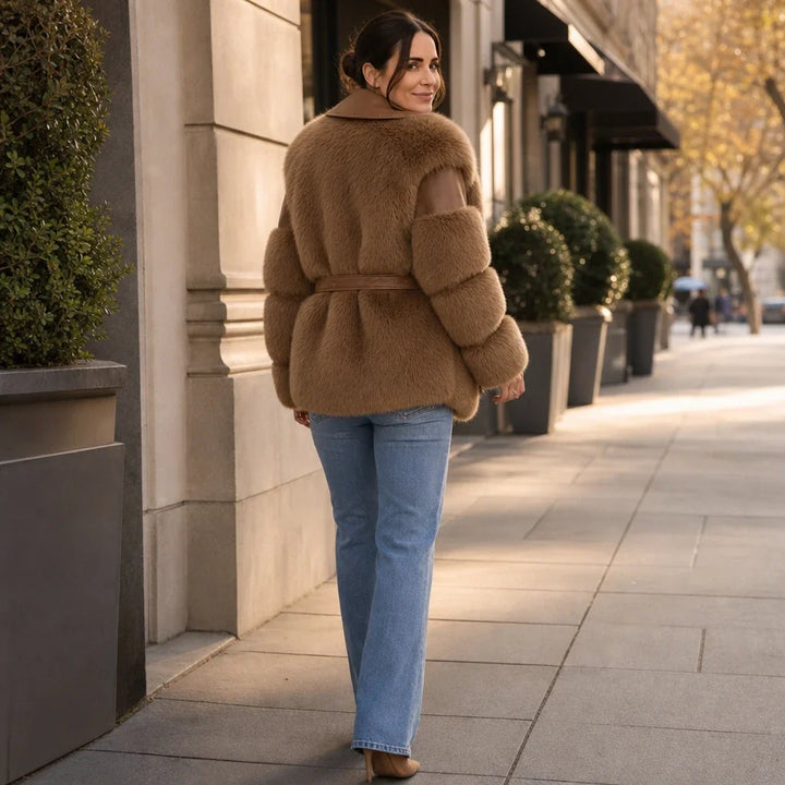 Veloura – Belted Faux Fur Biker Jacket