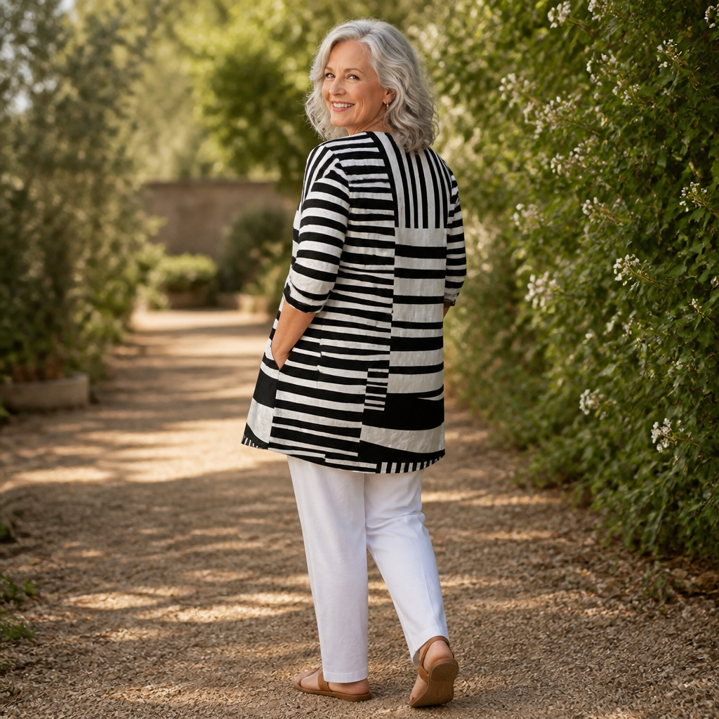 Vivelle – Bold Print V-Neck Pocket Tunic