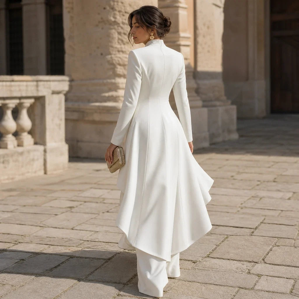 Doretta – Women's Longline Coat And Wide-Leg Pants Set