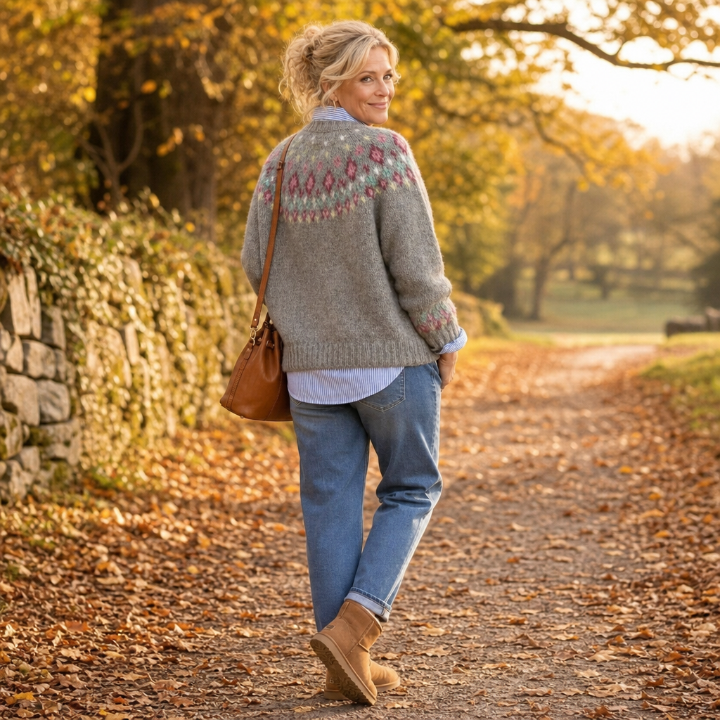 Mayfair Isle – Fair Isle Yoke Crew Neck Pullover Sweater