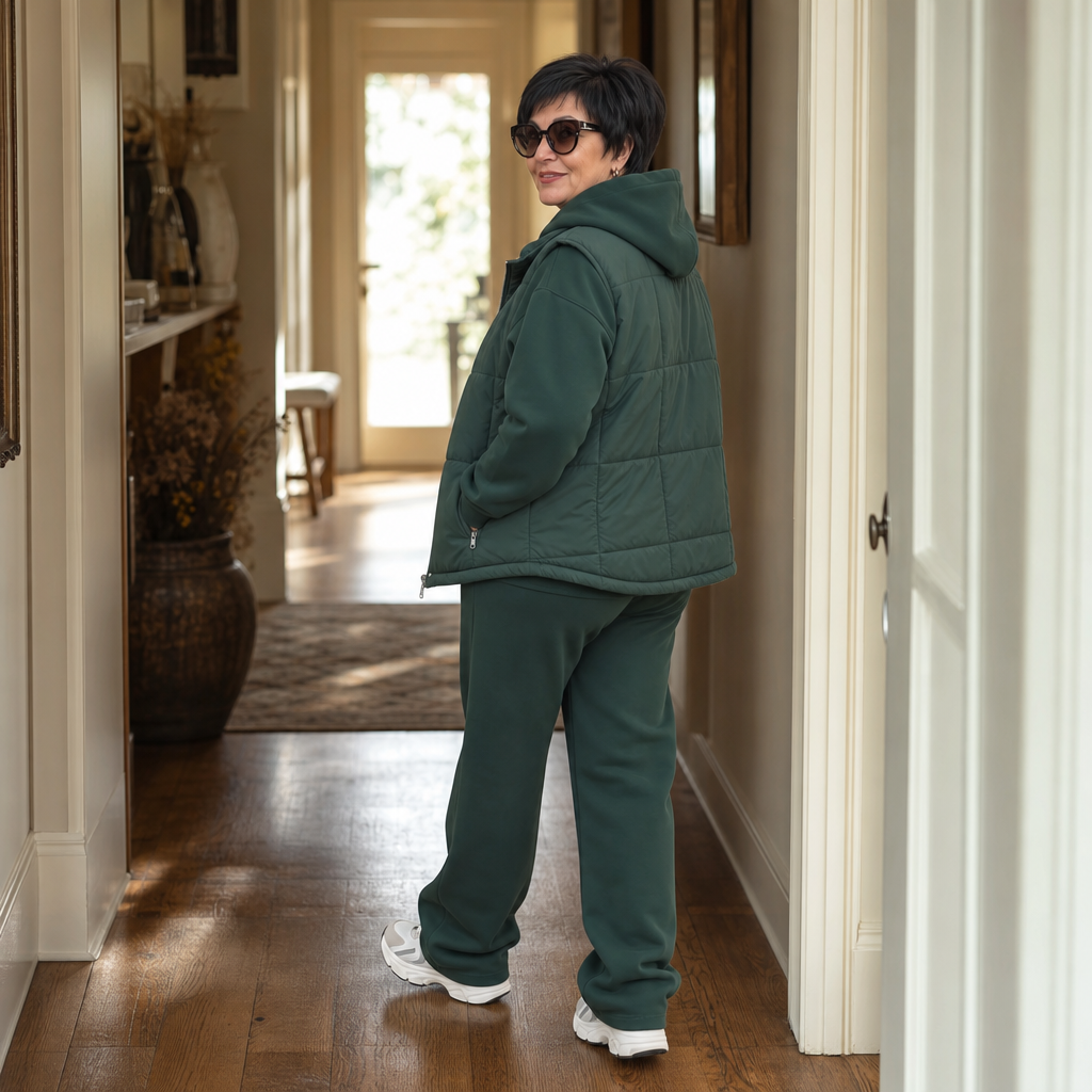 Layerwell – Quilted Vest Hoodie And Jogger Set