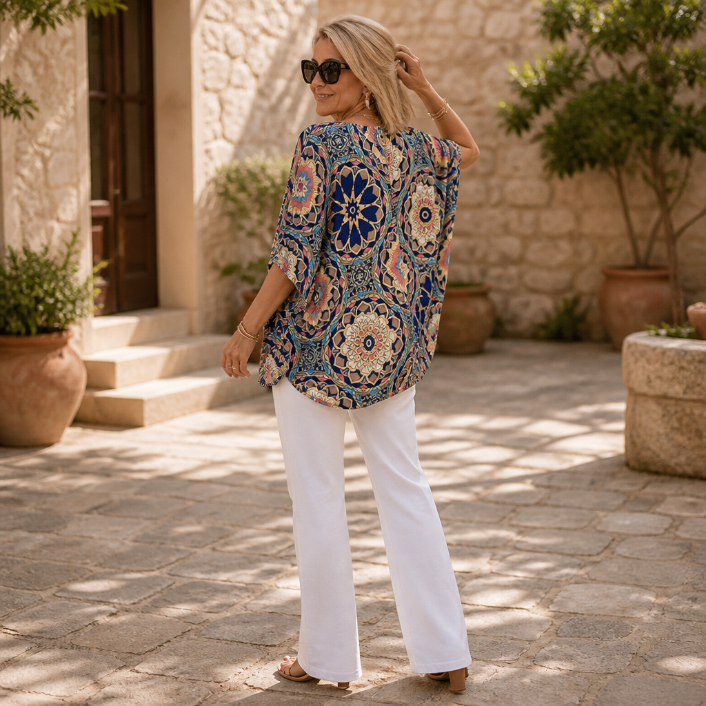 Wanderloom – V-Neck Blouse With A Drape That Skims, Not Clings
