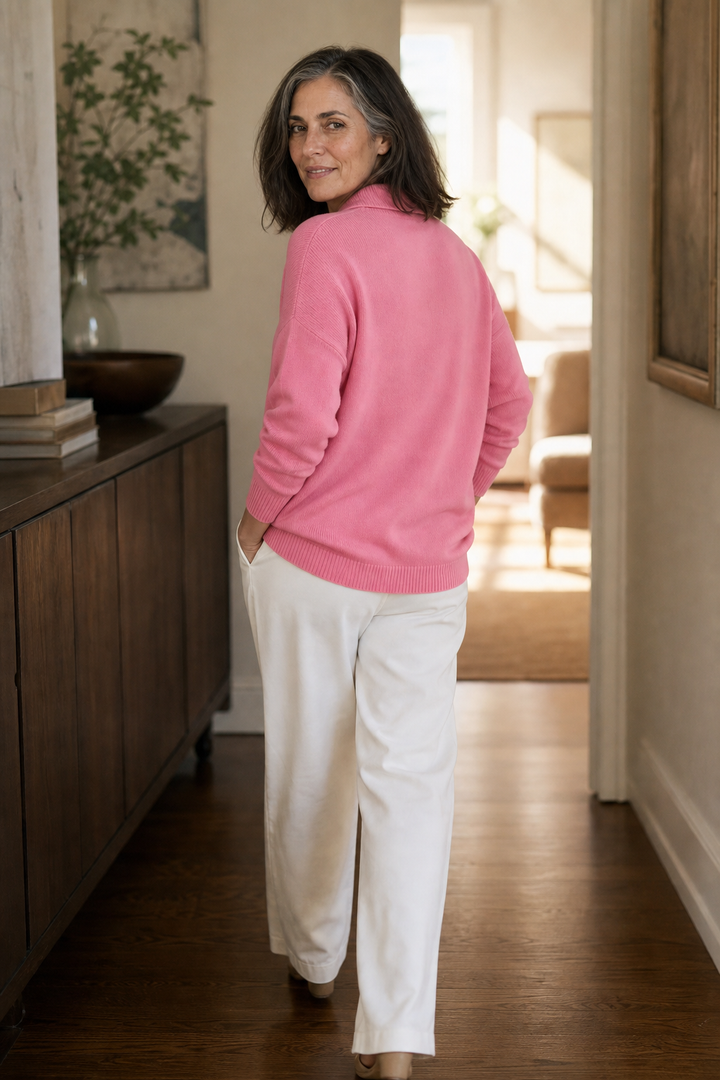 Wearbella – Collared Waffle-Knit Pullover Sweater