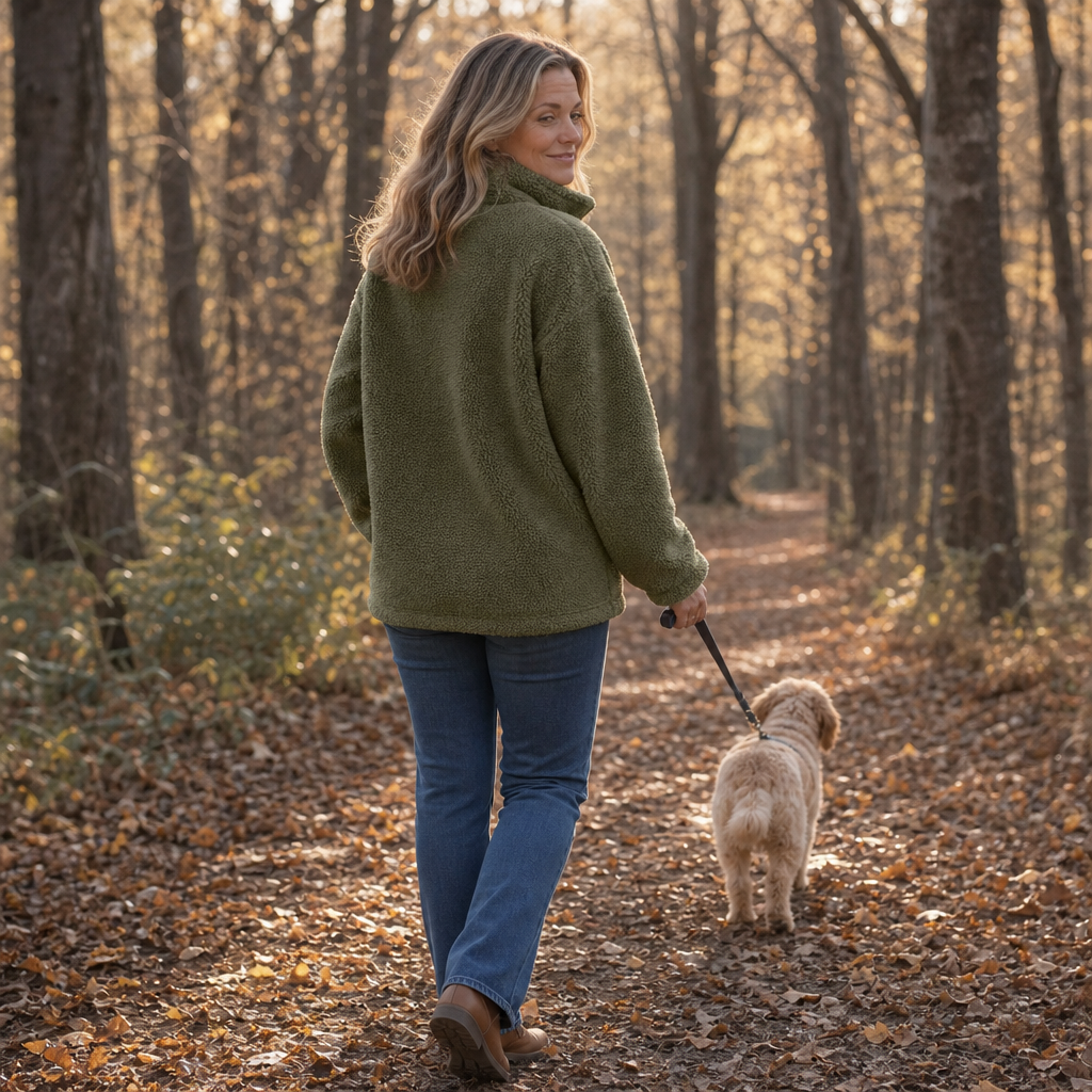 Veluna – Fleece-Look Zip-Up Winter Jacket