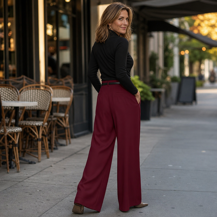 Lunetta – High-Waisted Pleated Wide-Leg Trousers