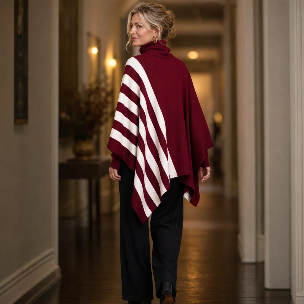 Striata – Asymmetric Striped Turtleneck Sweater