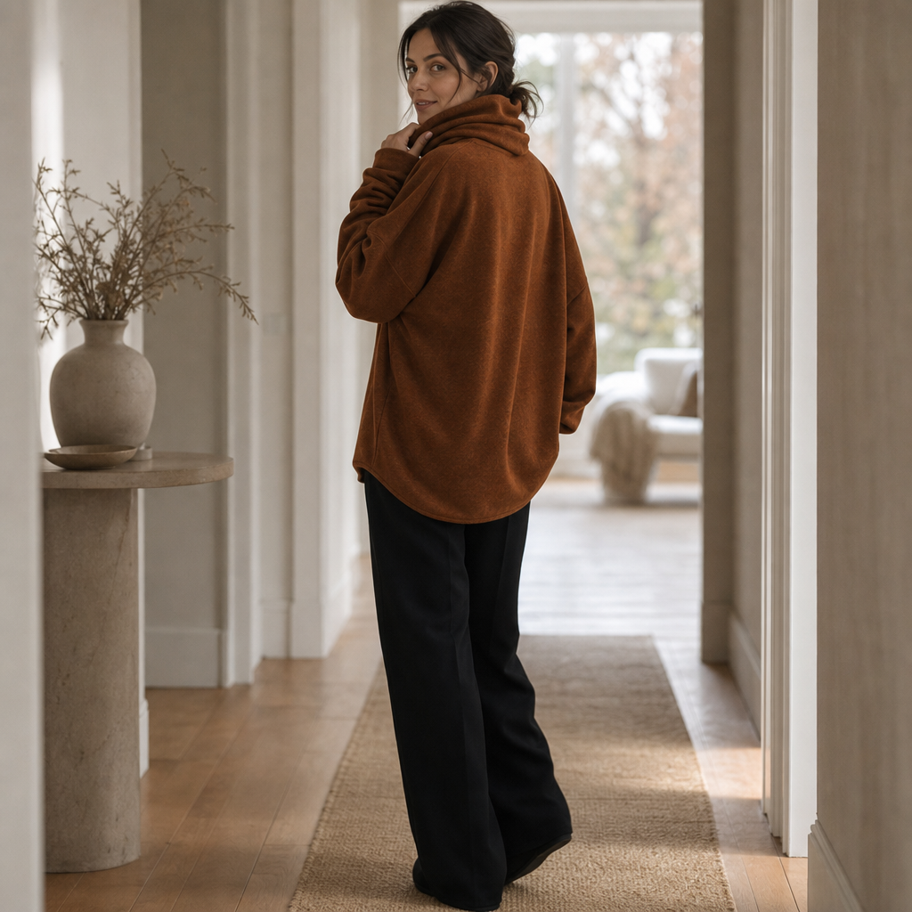 Cowlmara – Brushed Cowl-Neck Oversized Pullover