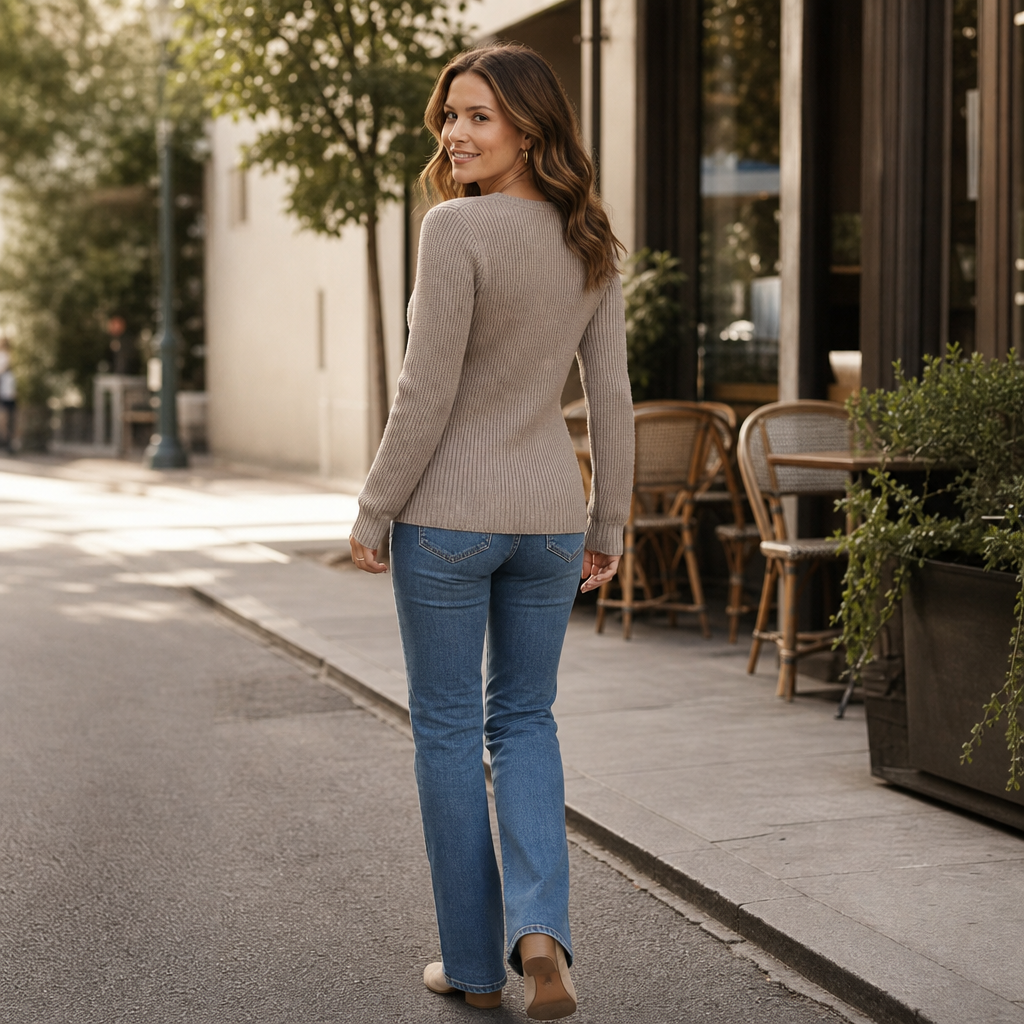 Vela Twist – Front-Twist Ribbed Knit Top