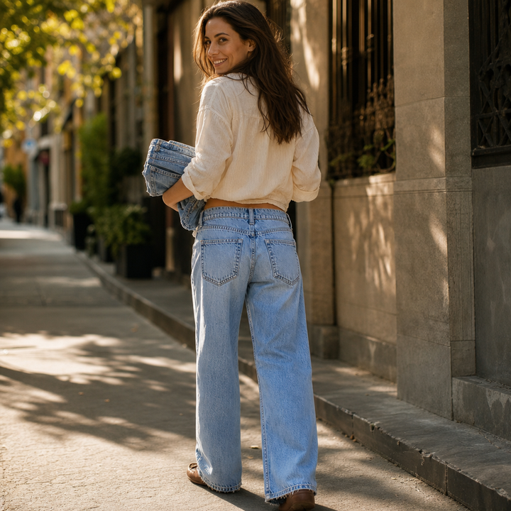 Verelle - Women's High Elastic Wide Leg Denim Jeans