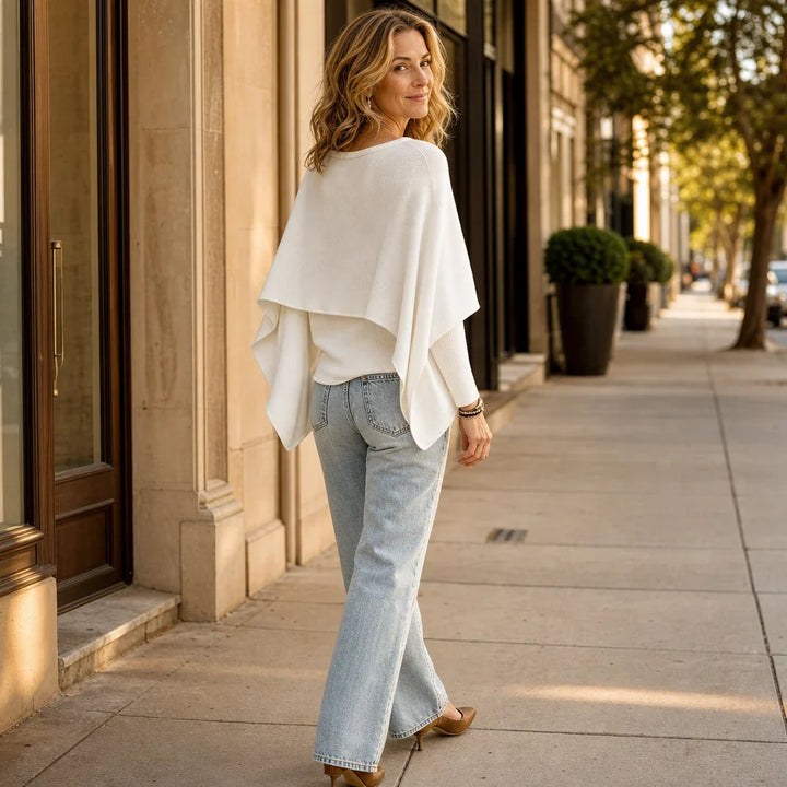 Druni Chic – Layered Cape-Shoulder Knit Top