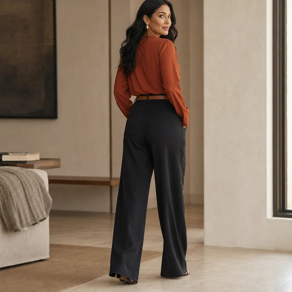 Vela Trousers – High-Waisted Wide-Leg Suit Trousers