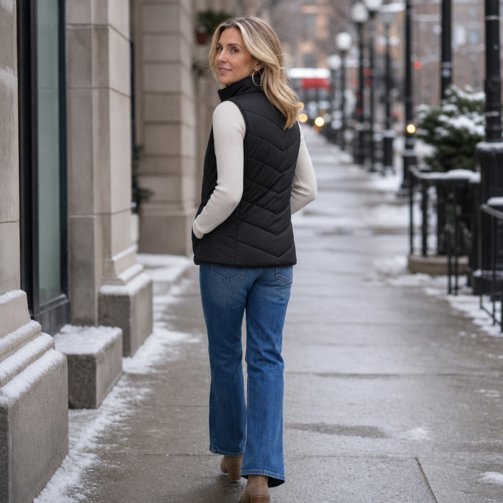 Layerly – Stand Collar Quilted Puffer Vest