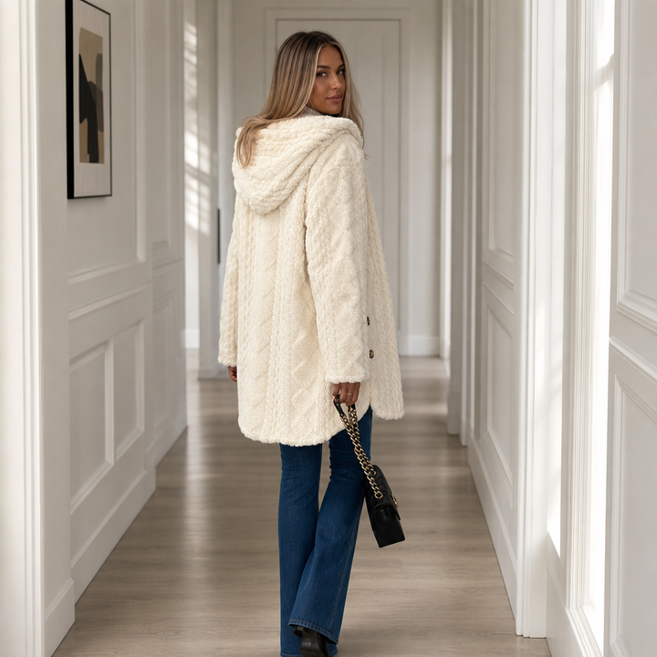 Wearbella – Diamond Jacquard Plush Hooded Coat