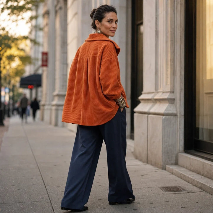 Cordella – Ribbed Button-Front Shirt