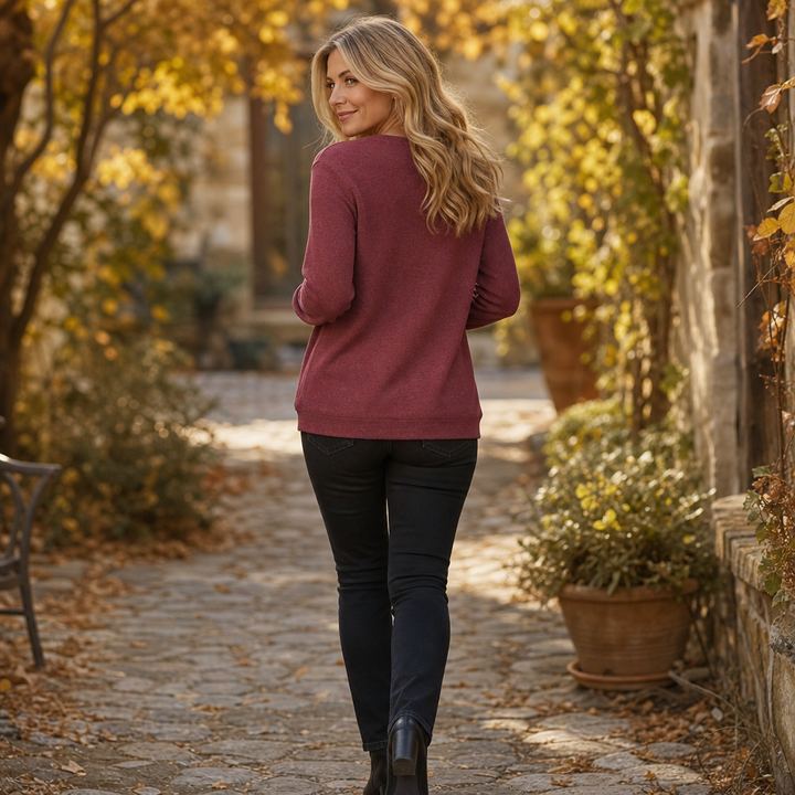 Layerlyn – Layer Plaid Panel Knit Top